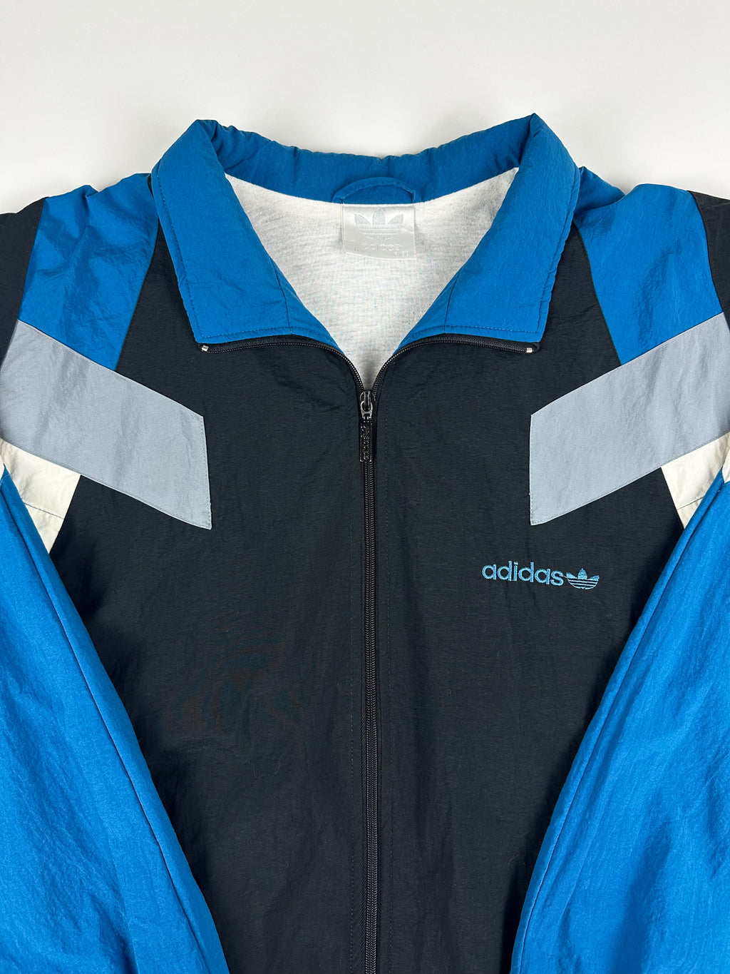 Vintage 90s Adidas Geometric Colour Block Embroidered Trefoil Windbreaker Jacket (L)