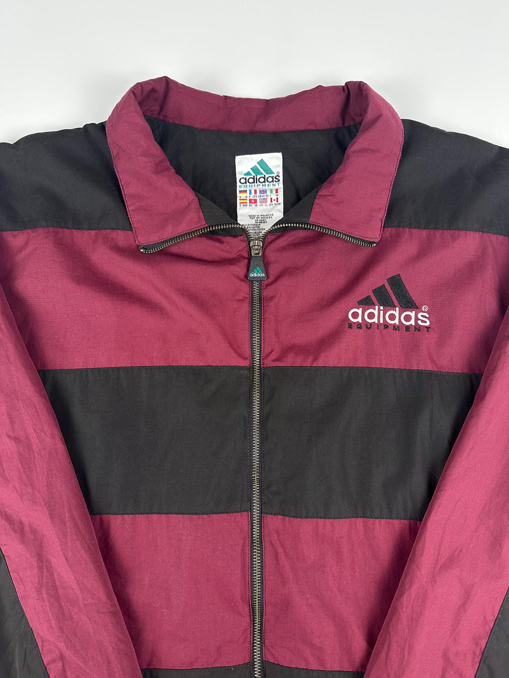 Vintage 90s Adidas Equipment Embroidered Logo Horizontal Stripe Colour Block Windbreaker Jacket (XL)