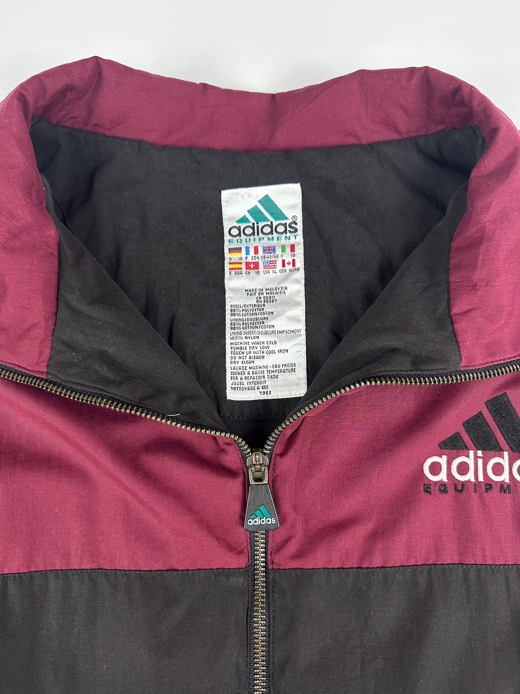 Vintage 90s Adidas Equipment Embroidered Logo Horizontal Stripe Colour Block Windbreaker Jacket (XL)