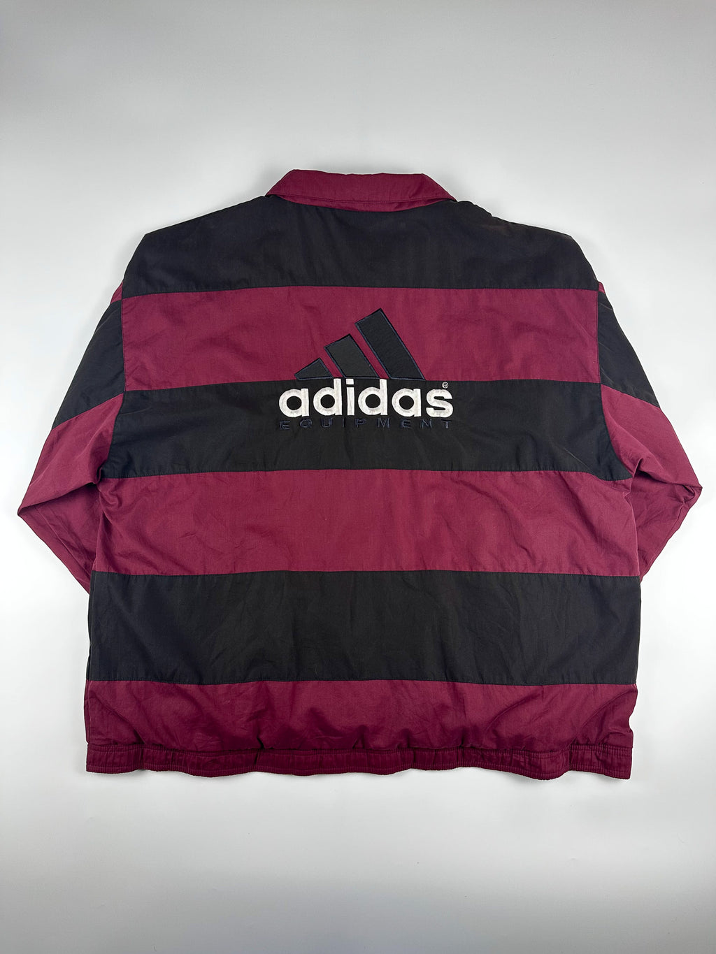 Vintage 90s Adidas Equipment Embroidered Logo Horizontal Stripe Colour Block Windbreaker Jacket (XL)