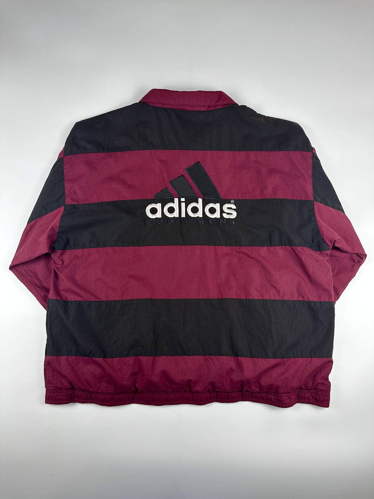 Vintage 90s Adidas Equipment Embroidered Logo Horizontal Stripe Colour Block Windbreaker Jacket (XL)