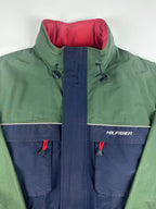 Vintage 90s Tommy Hilfiger Colour Block Packable Hood Heavy Sailing Parka Jacket (XL)