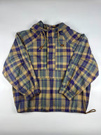 Vintage 90s GAP Plaid Toggle Hooded Half Zip Anorak Pullover Parka Jacket (XL)