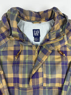 Vintage 90s GAP Plaid Toggle Hooded Half Zip Anorak Pullover Parka Jacket (XL)