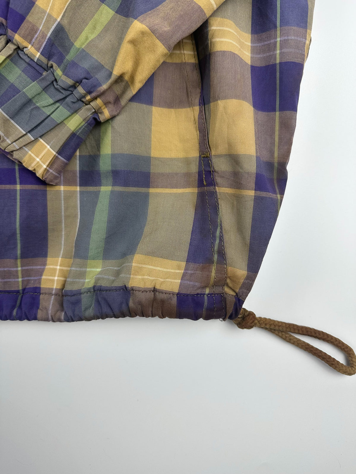 Vintage 90s GAP Plaid Toggle Hooded Half Zip Anorak Pullover Parka Jacket (XL)