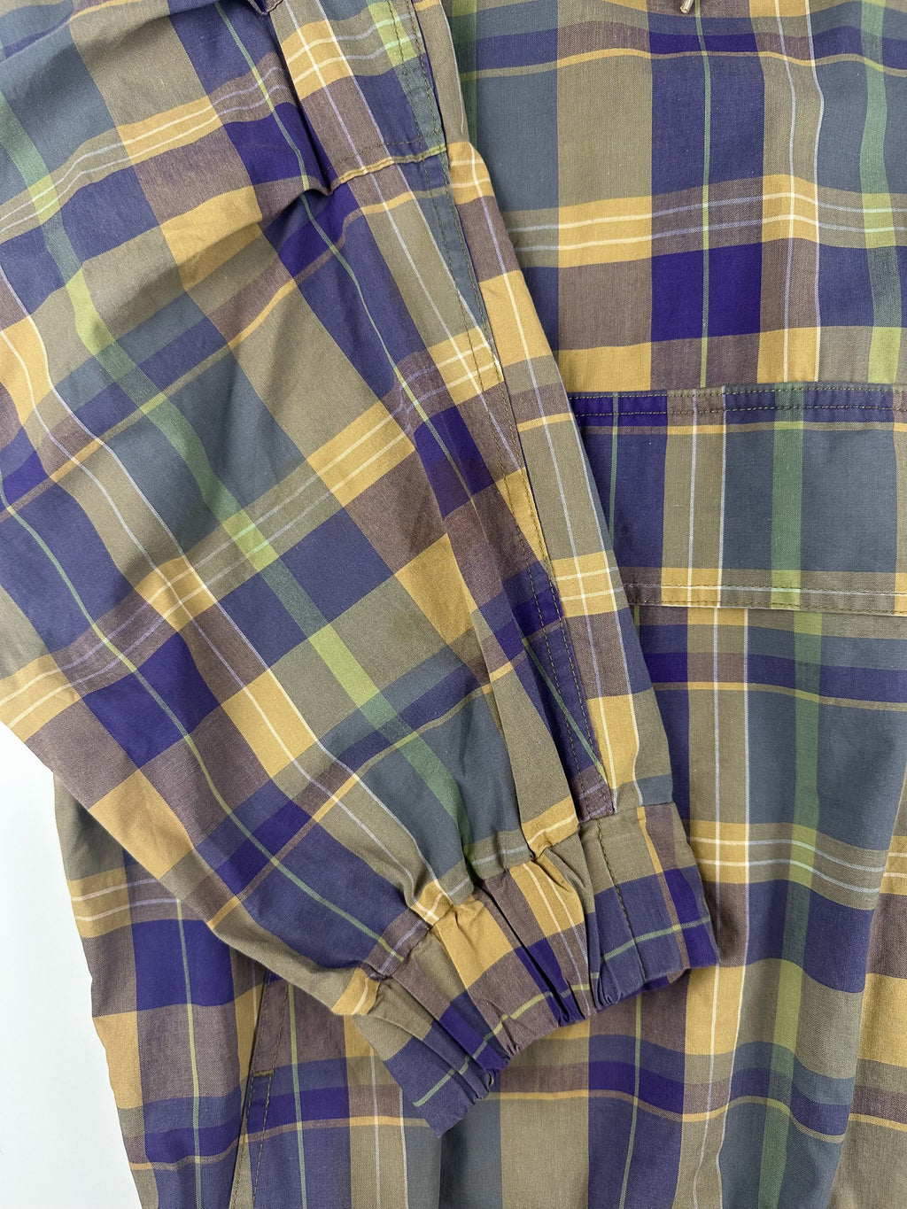 Vintage 90s GAP Plaid Toggle Hooded Half Zip Anorak Pullover Parka Jacket (XL)