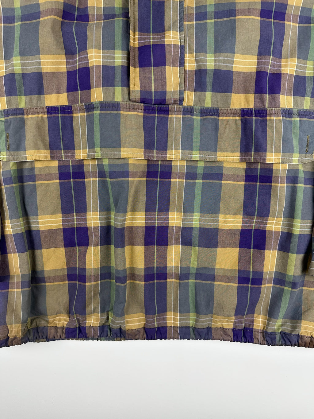 Vintage 90s GAP Plaid Toggle Hooded Half Zip Anorak Pullover Parka Jacket (XL)