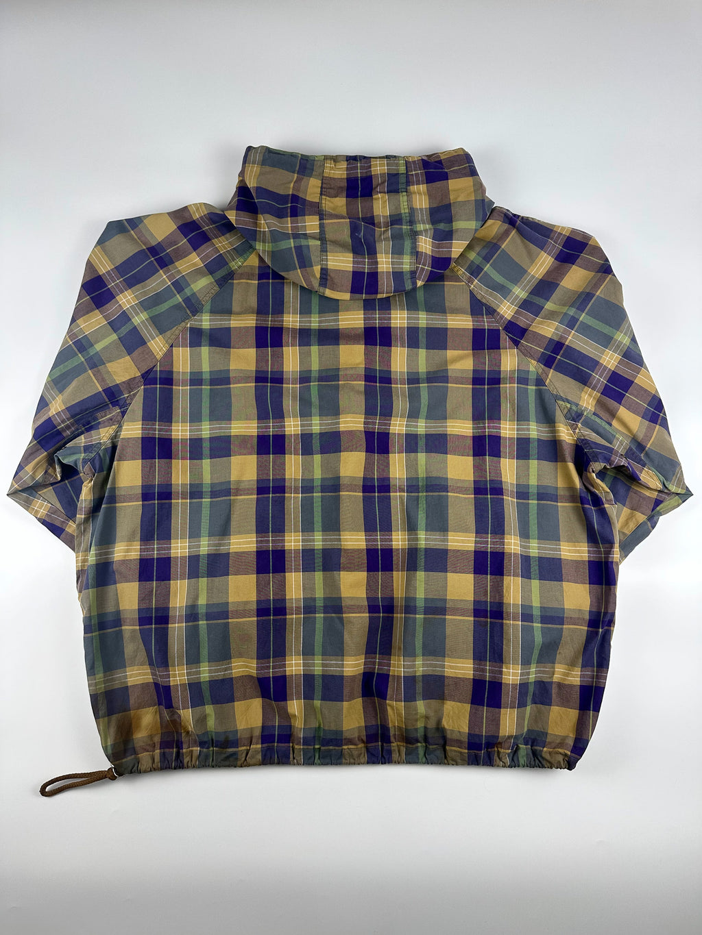 Vintage 90s GAP Plaid Toggle Hooded Half Zip Anorak Pullover Parka Jacket (XL)