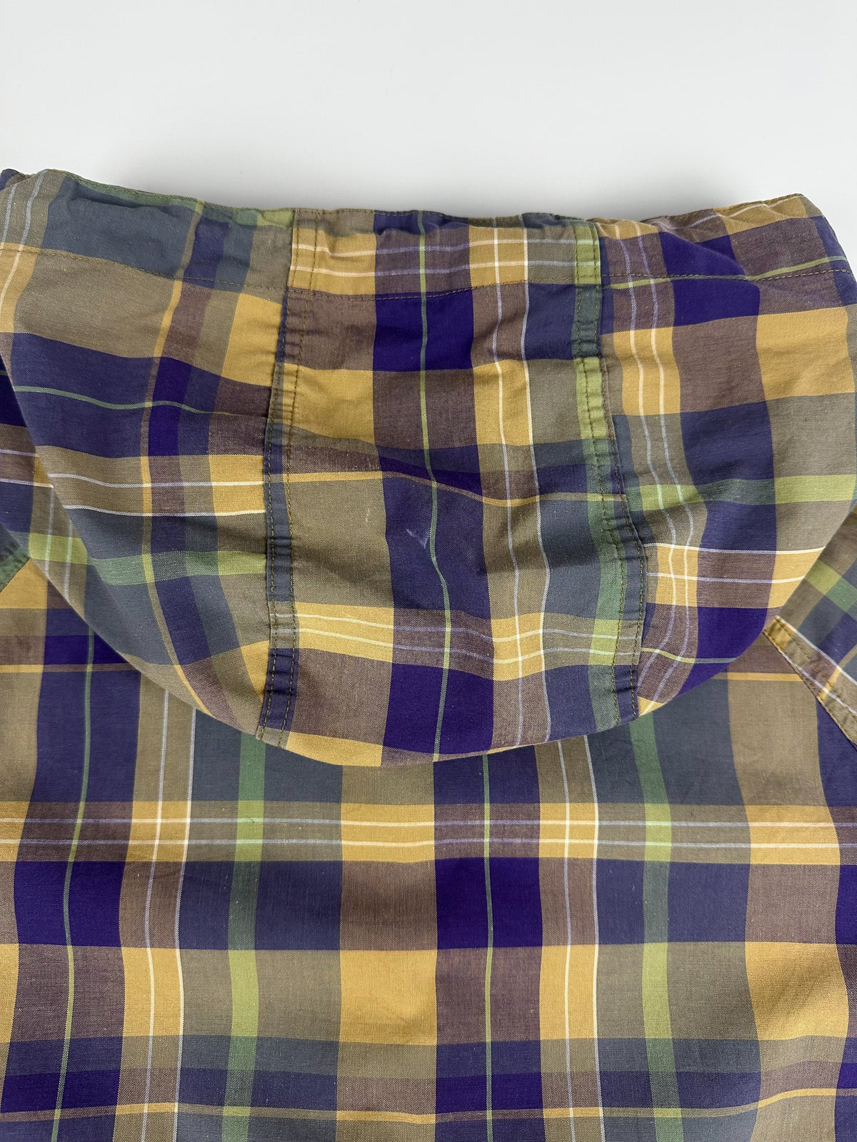Vintage 90s GAP Plaid Toggle Hooded Half Zip Anorak Pullover Parka Jacket (XL)