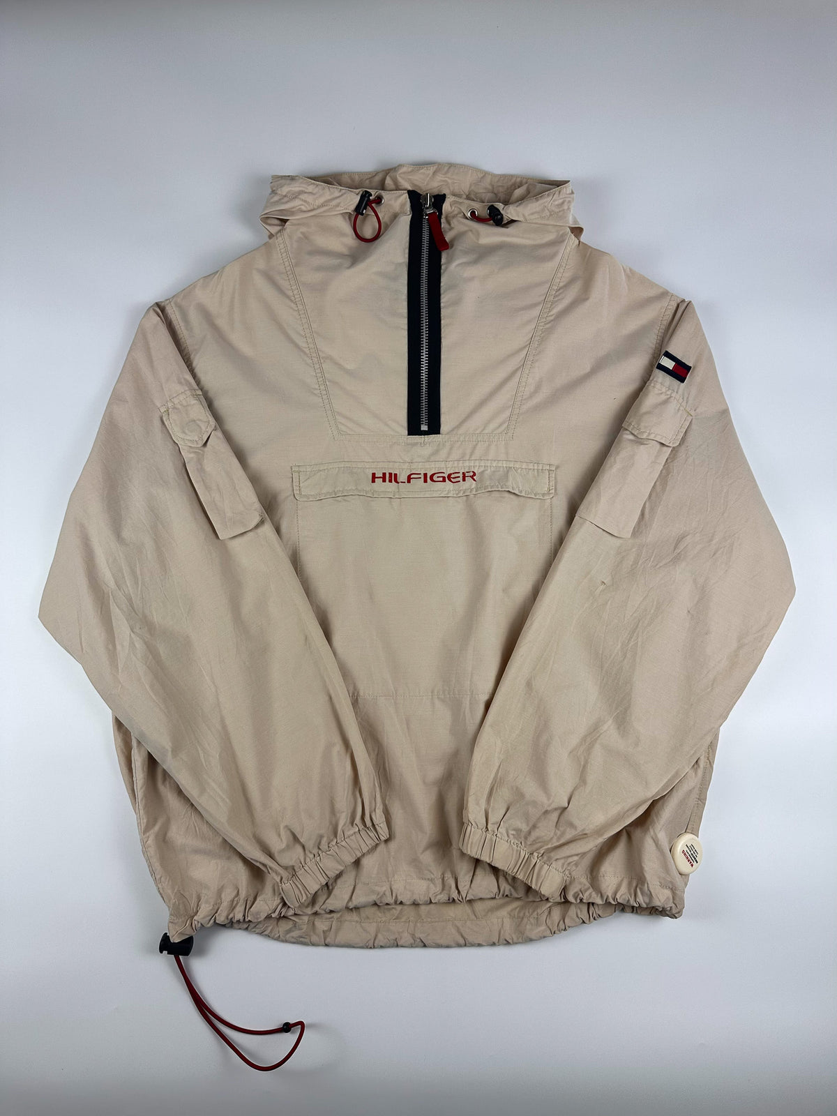 DEADSTOCK BNWT Vintage 90s 1999 Tommy Hilfiger 1/4 Zip Hooded Anorak Pullover Windbreaker Jacket (L)