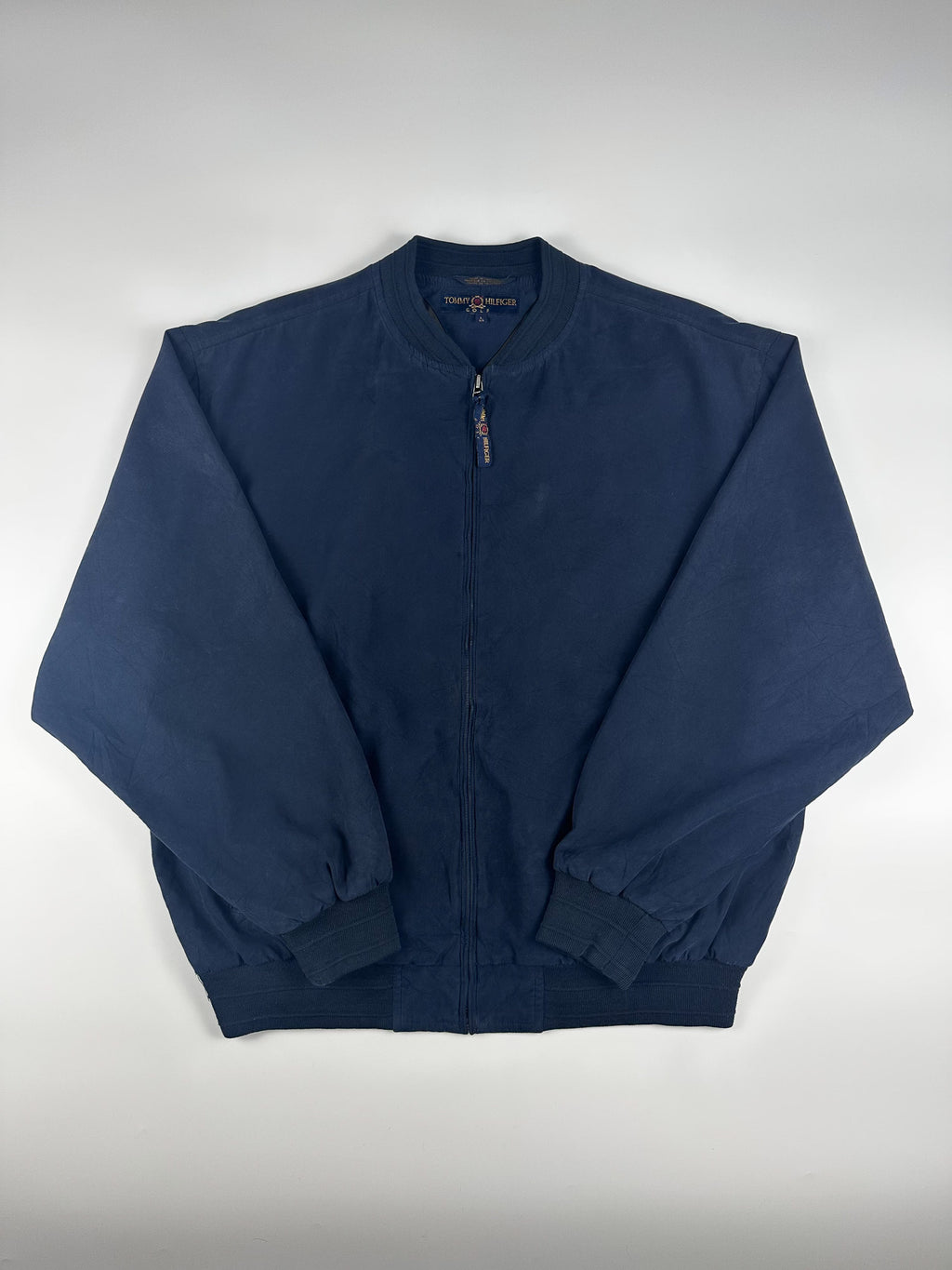 Vintage 00s 2000 Tommy Hilfiger Golf Ribbed Cuff Full Zip Felt Bomber Jacket (L)