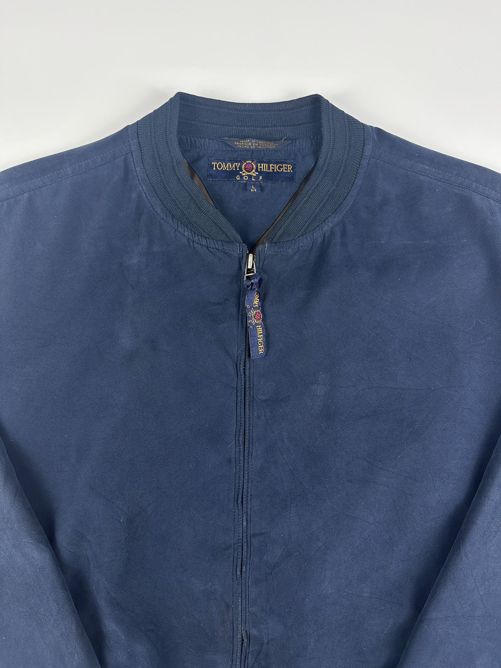 Vintage 00s 2000 Tommy Hilfiger Golf Ribbed Cuff Full Zip Felt Bomber Jacket (L)