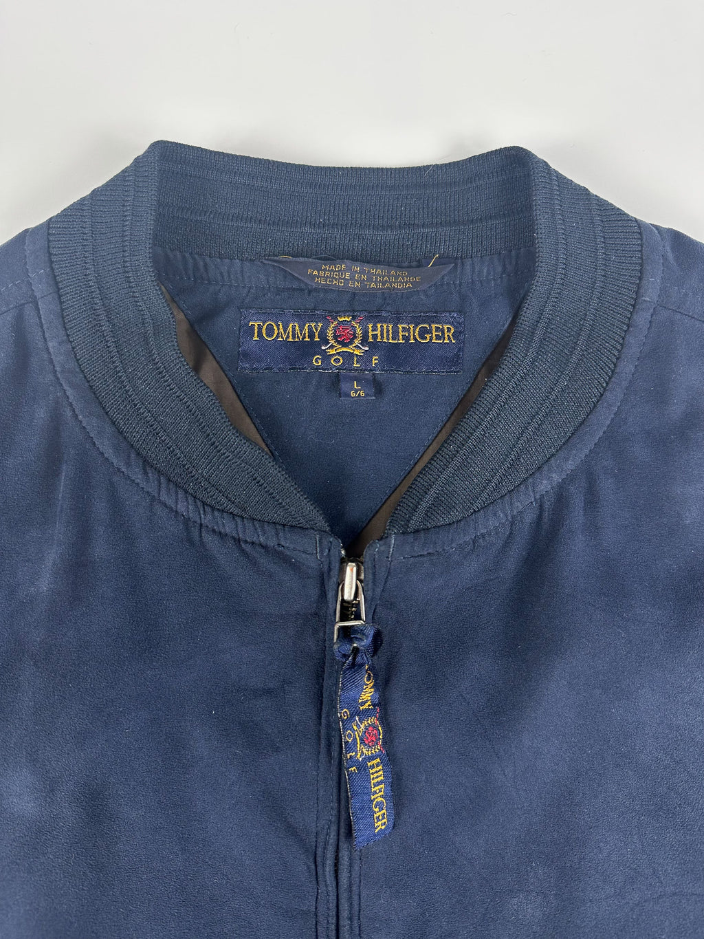Vintage 00s 2000 Tommy Hilfiger Golf Ribbed Cuff Full Zip Felt Bomber Jacket (L)