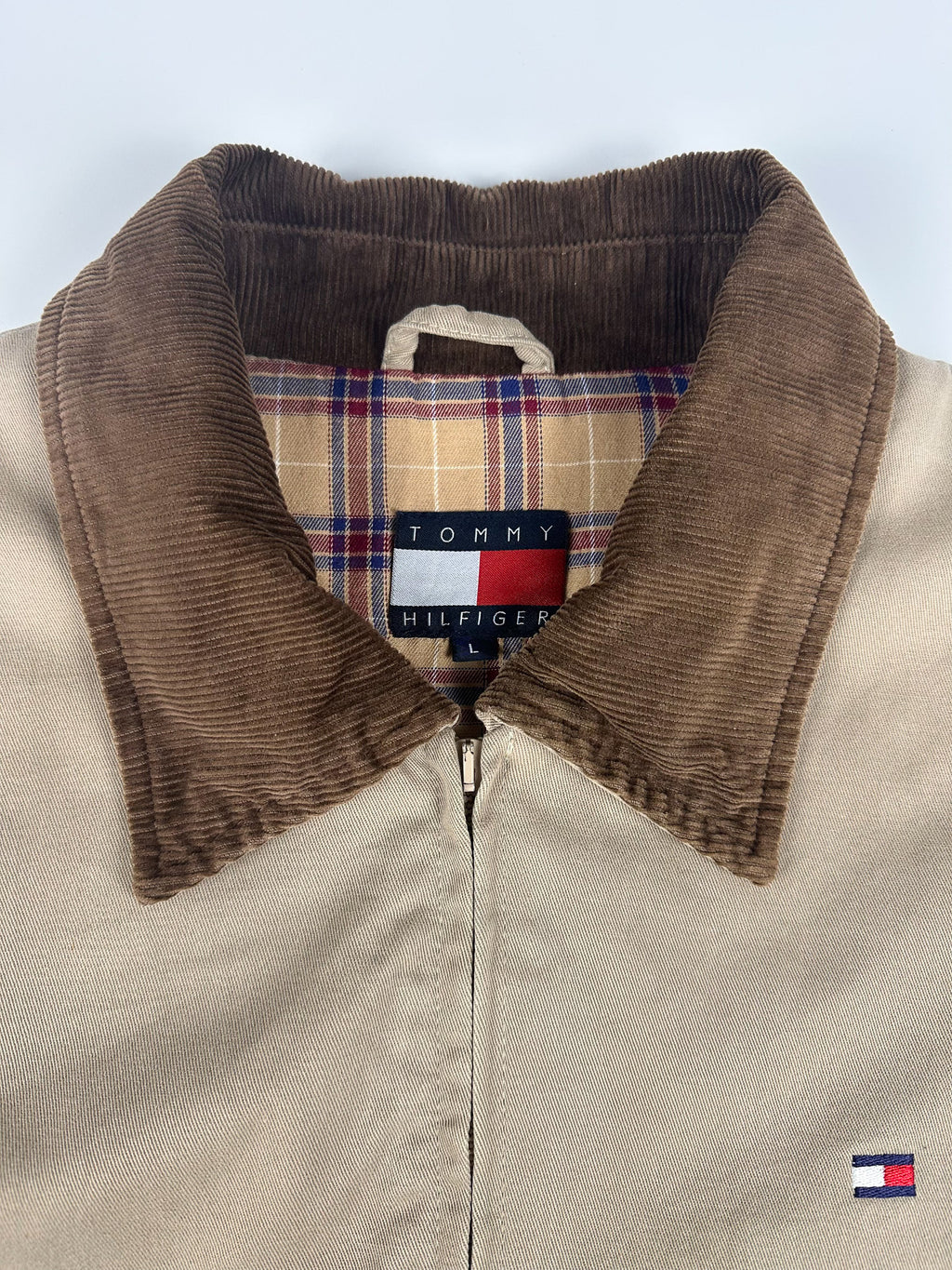 Vintage 00s Tommy Hilfiger Embroidered Logo Utility Workwear Trucker Jacket (L)