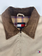 Vintage 00s Tommy Hilfiger Embroidered Logo Utility Workwear Trucker Jacket (L)