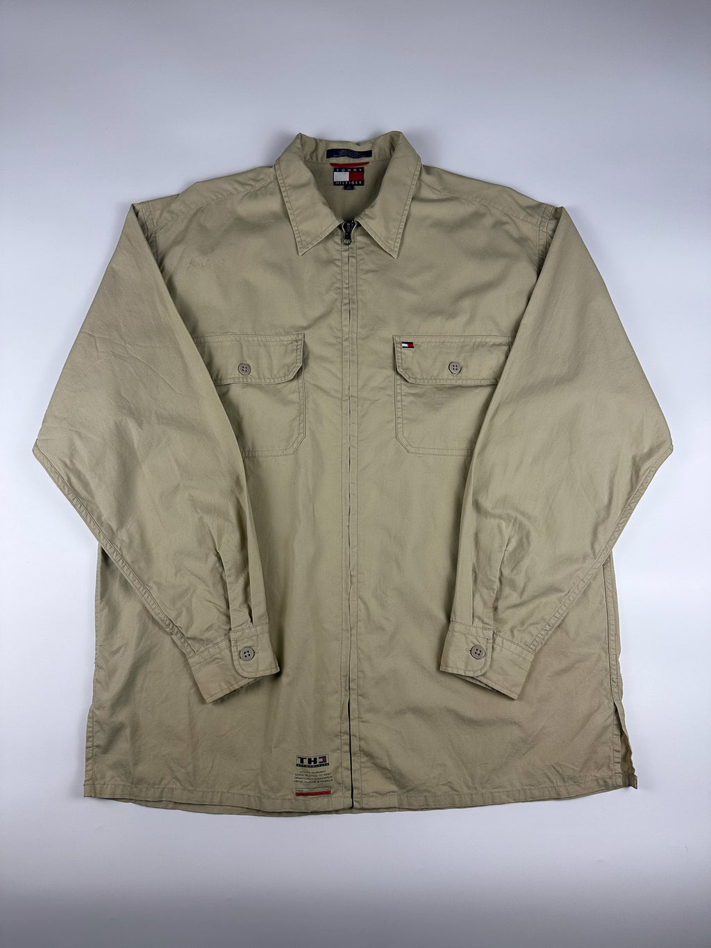 Vintage 00s Tommy Hilfiger Utility Pocket Full Zip Shacket Overshirt Jacket (L)