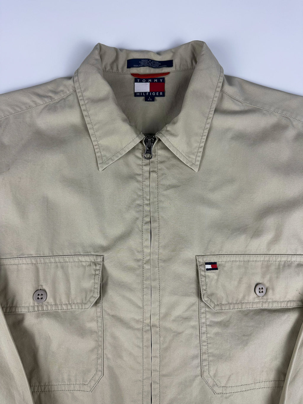 Vintage 00s Tommy Hilfiger Utility Pocket Full Zip Shacket Overshirt Jacket (L)