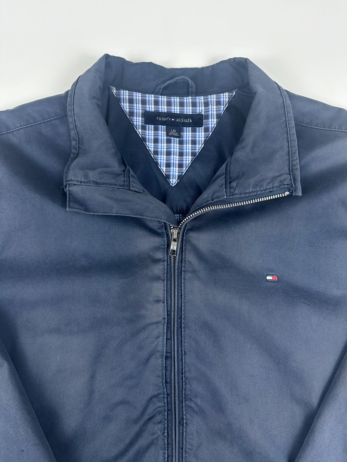 Preloved 2010 Tommy Hilfiger Embroidered Mini Flag Plaid Lined Harrington Jacket (L)
